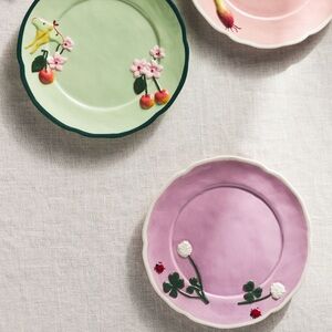 Faye dessert Plate with ladybug & shamrocks Design set of 4